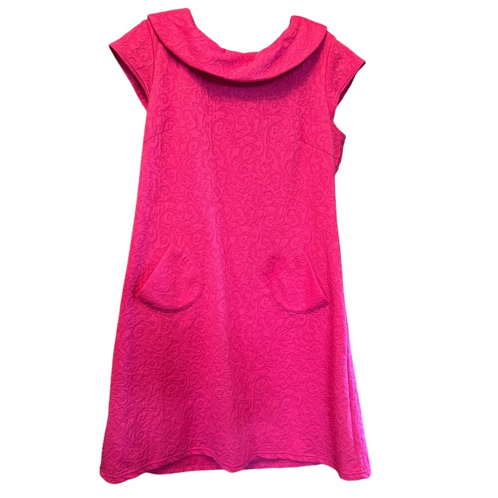 R104 Madison Leigh 16 22" PTP Pink Paisley Hot Pink Cowl Neck Dress R0000104